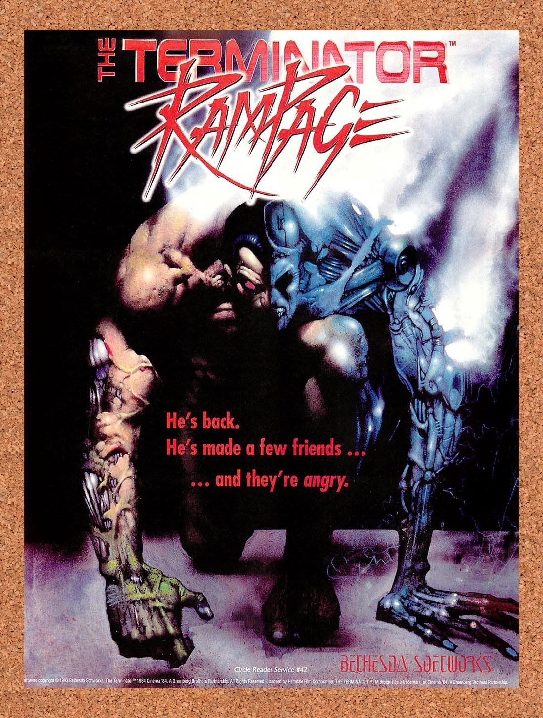 1994 Terminator Rampage PC Original Advertisement / Retro Promo v1