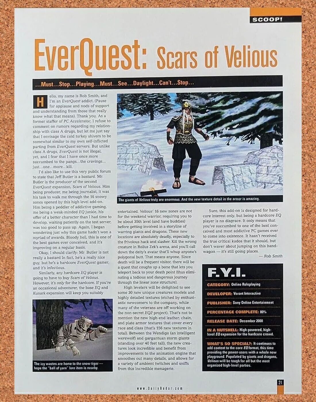 EverQuest Scars Of Velious PC Original 2002 Ad Authentic Video Game Review Promo