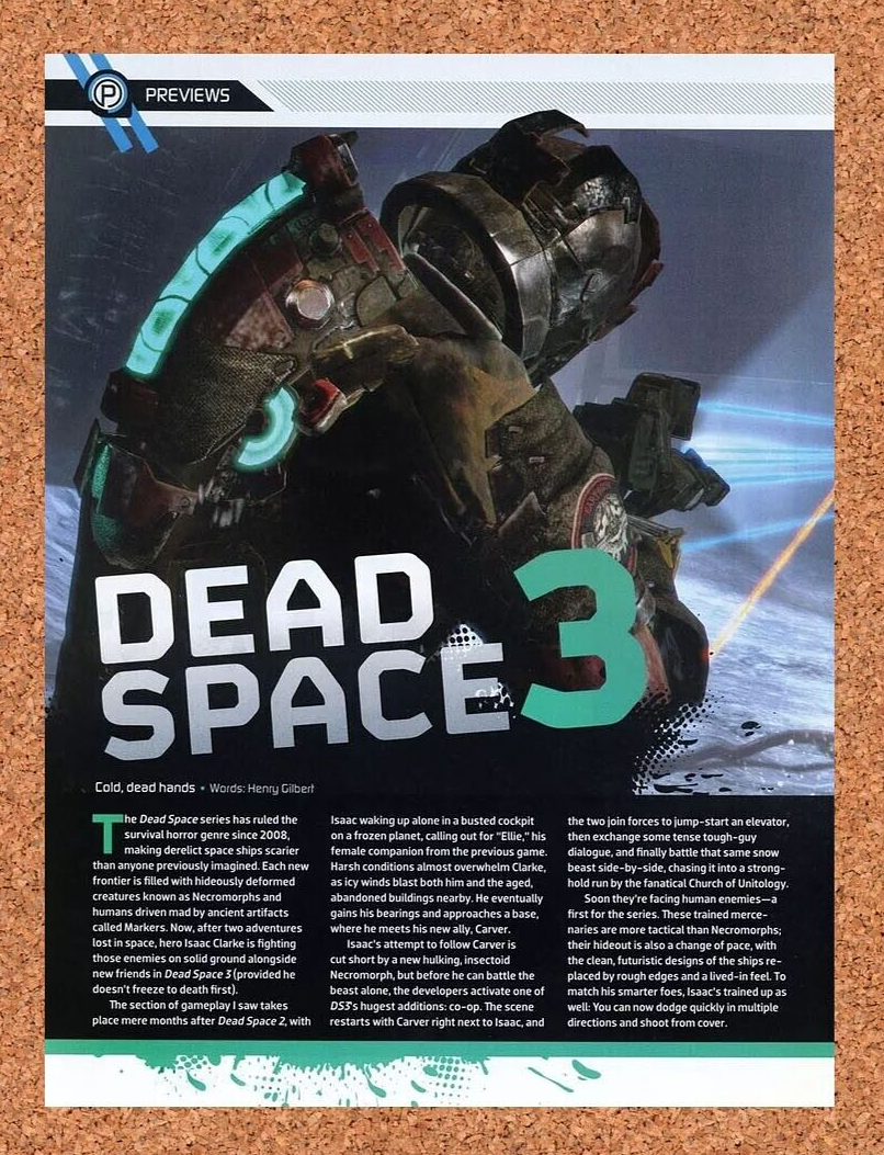 Dead Space 3 Xbox 360 Original 2014 Ad Authentic Horror Review Video Game Promo