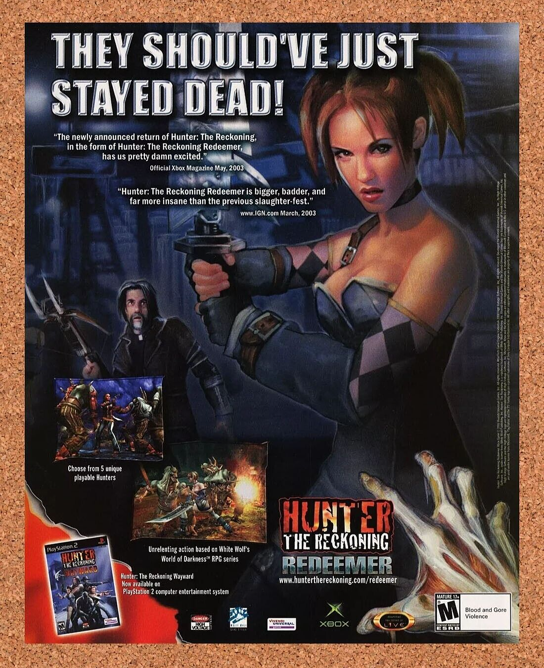Hunter The Reckoning Redeemer PS2 Original 2005 Ad Authentic Video Game Promo v3