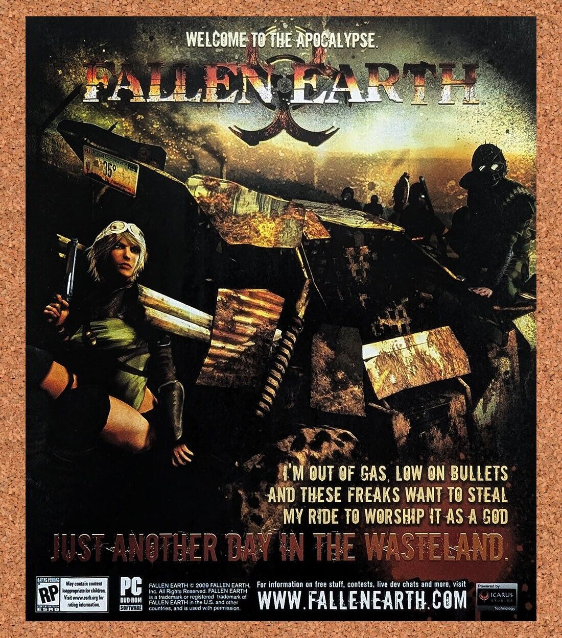 Fallen Earth PC Original 2008 Ad Authentic Scifi MMORPG Video Game Promo