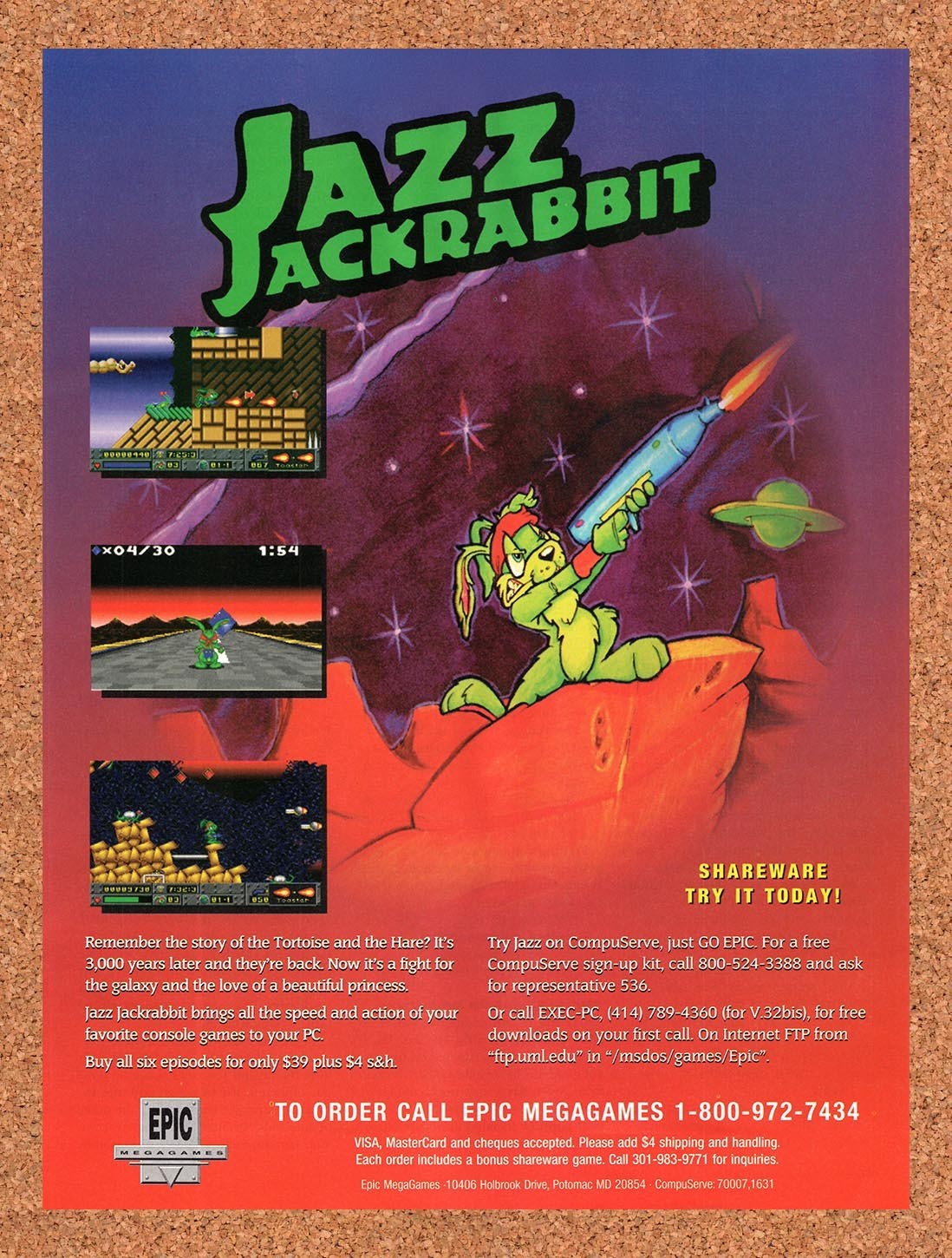 1994 Jazz Jackrabbit PC Original Advertisement / Retro Promo v1