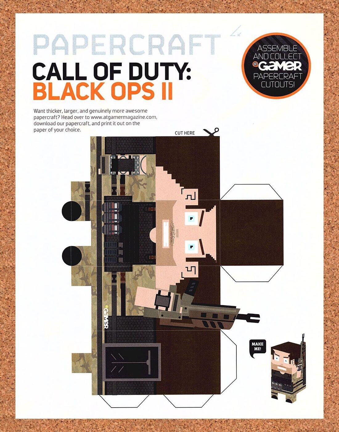 Call Of Duty Black Ops II PaperCraft Original 2012 Ad Authentic Video Game Promo