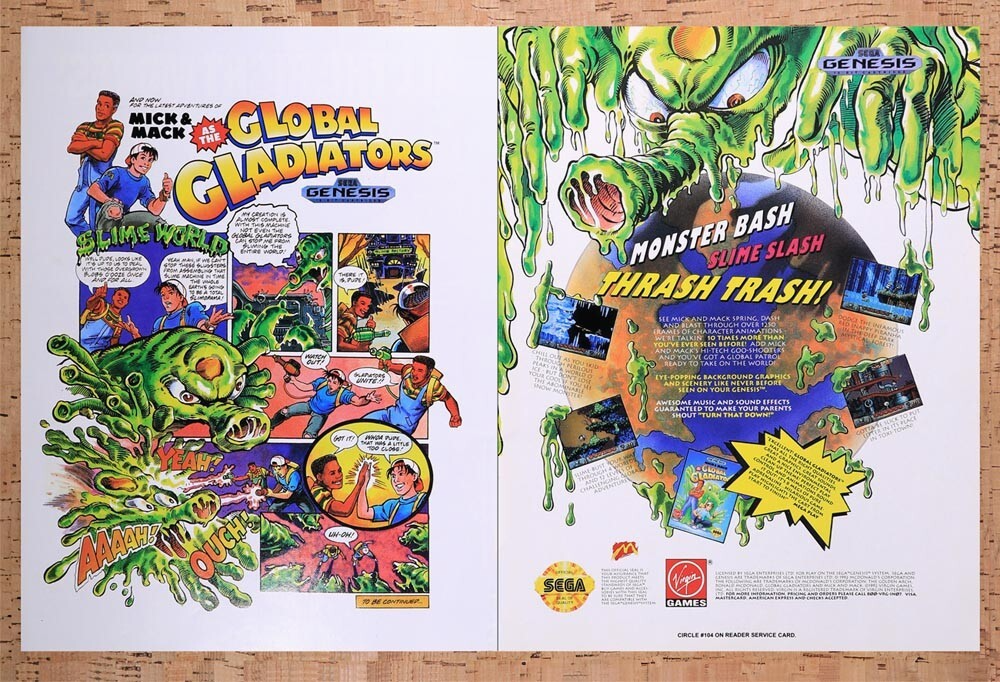 1992 Global Gladiators Genesis Original Advertisement / Retro Wall Art v2
