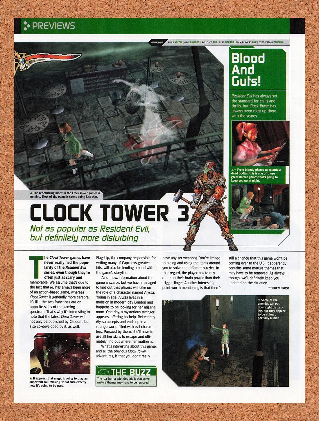 2003 Clock Tower 3 PS2 Original Advertisement / Retro Promo vr1
