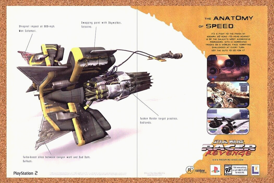 Star Wars Racer Revenge PS2 Original 2002 Ad Authentic Video Game Art Promo