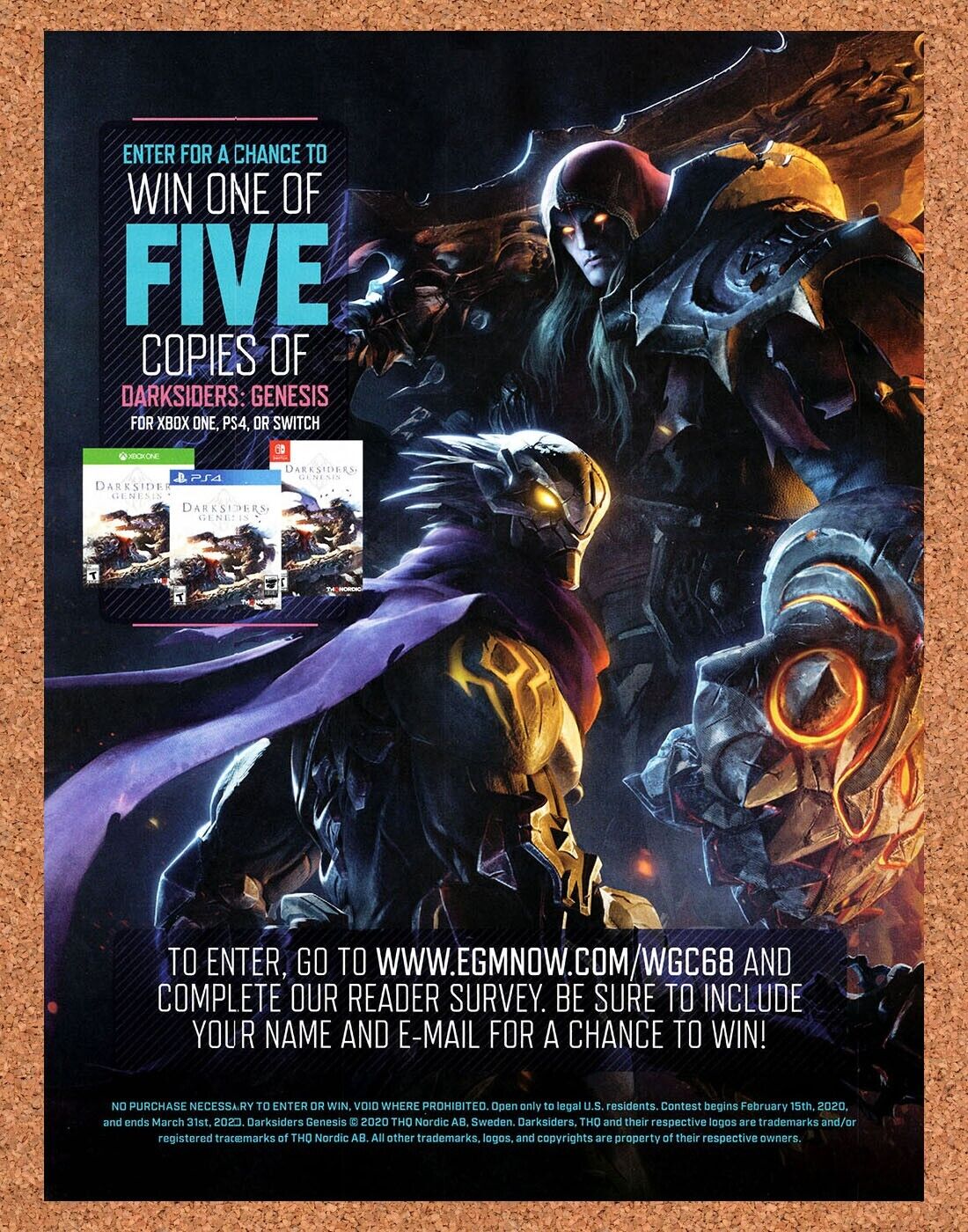 Darksiders Genesis PS4 Original 2020 Ad - Video Game Sweepstakes Display Promo