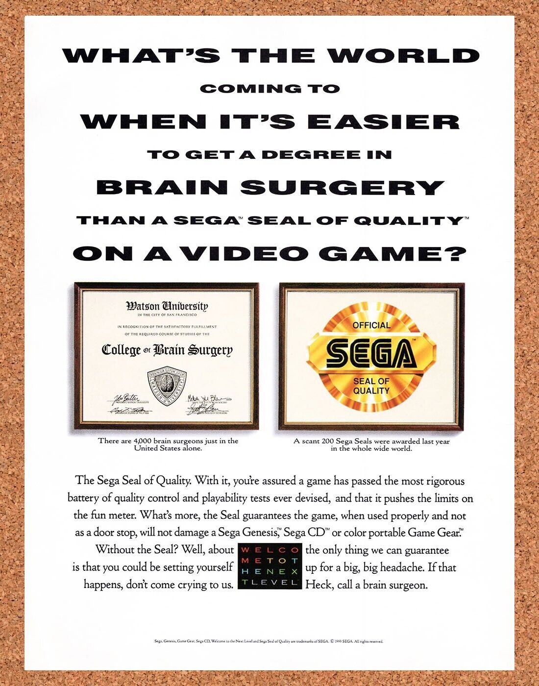 1993 Sega CD Console Original Advertisement / Retro Wall Art v3