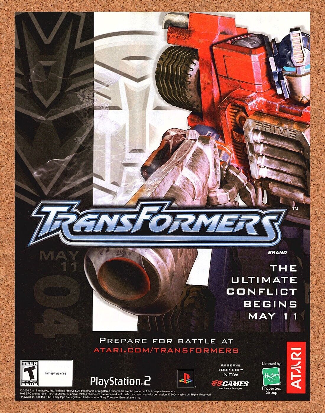 Transformers PS2 Original 2004 Print Ad Authentic PlayStation Video Game Promo