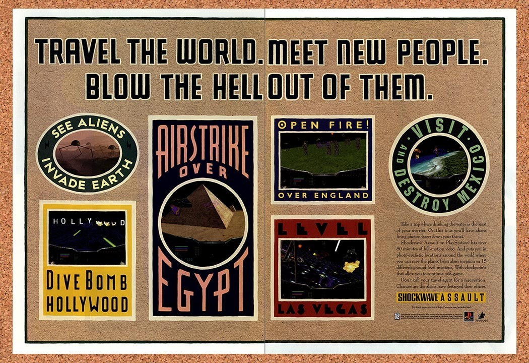 1995 Shockwave Assault PS1 Original Advertisement / Retro Promo v2