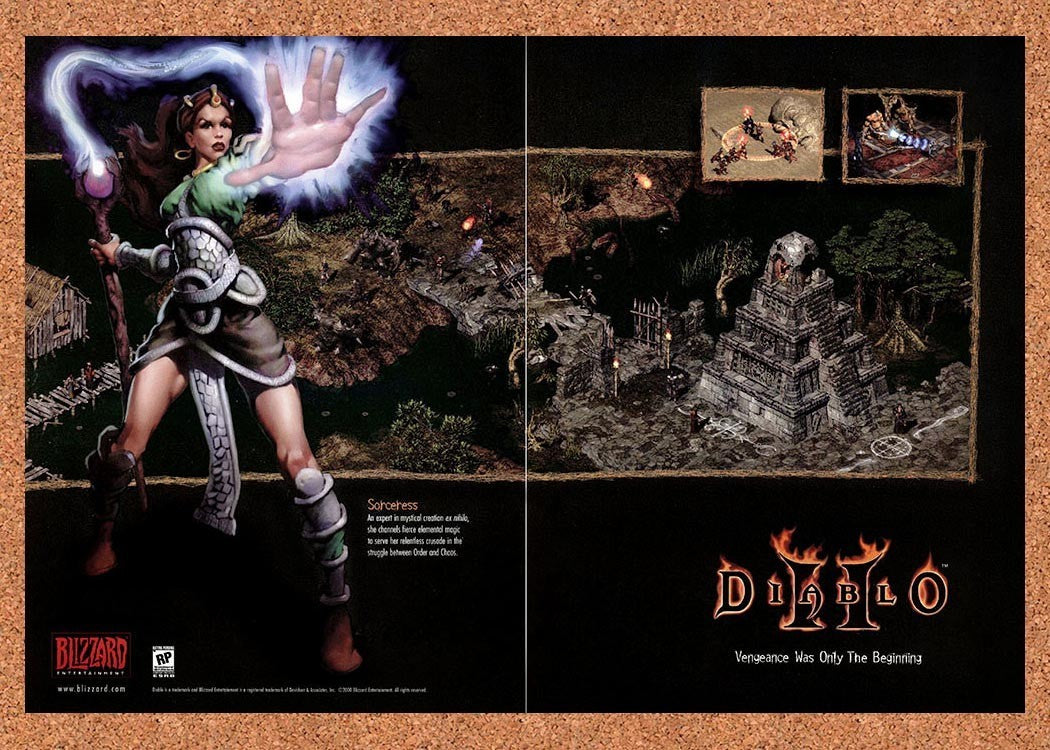 2000 Diablo II Sorceress Original Advertisement / Retro Promo vc6