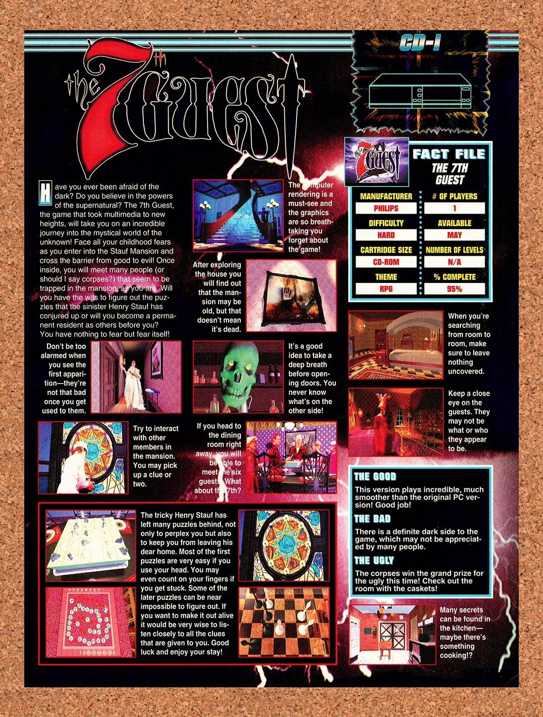 1994 The 7th Guest CD-I Review Original Advertisement / Retro Promo v1