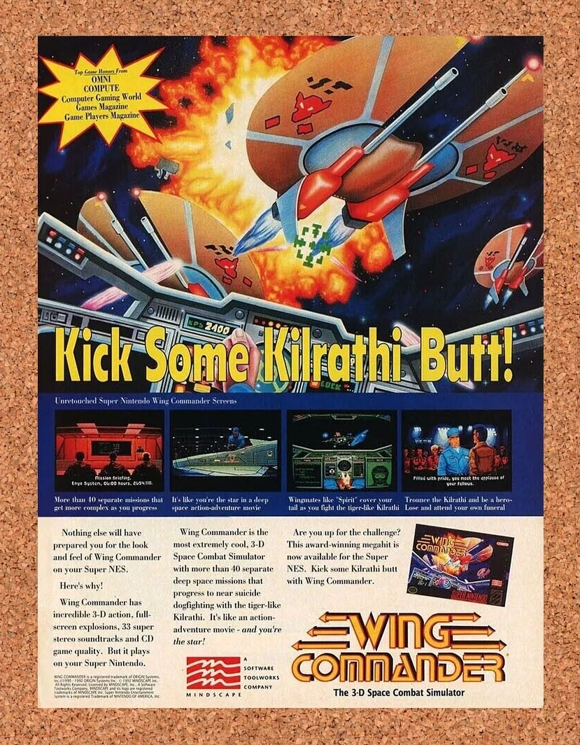 Wing Commander SNES Original 1994 Ad Authentic Nintendo Video Game Promo
