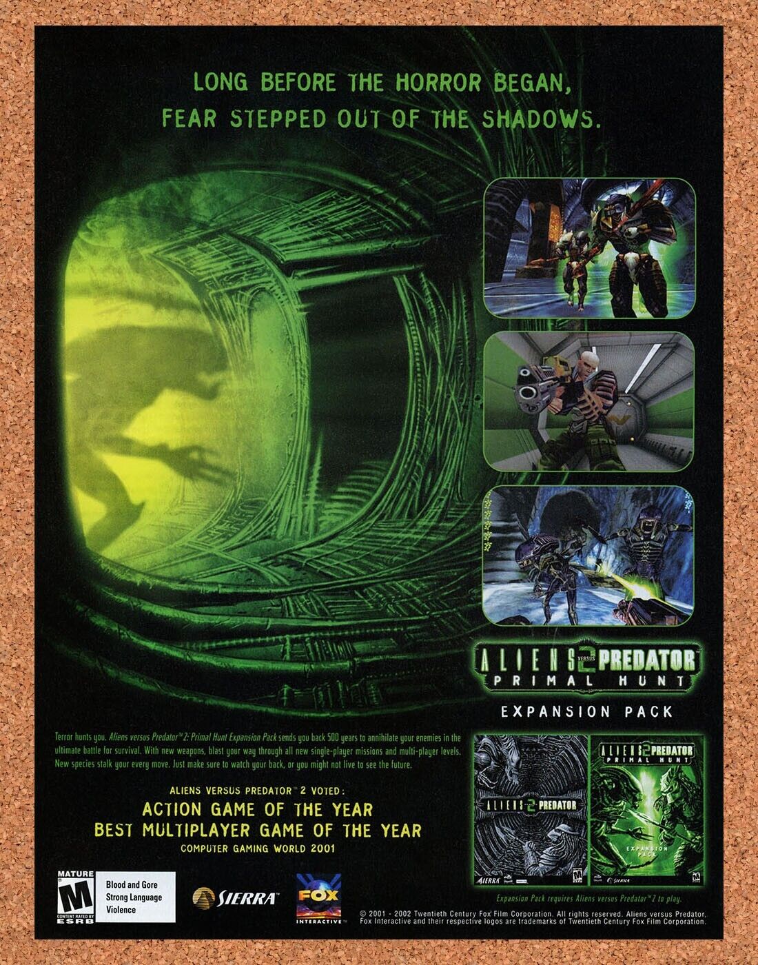 Alien vs Predator 2 Primal Hunt PC Original 2004 Ad Authentic Sierra Game Promo