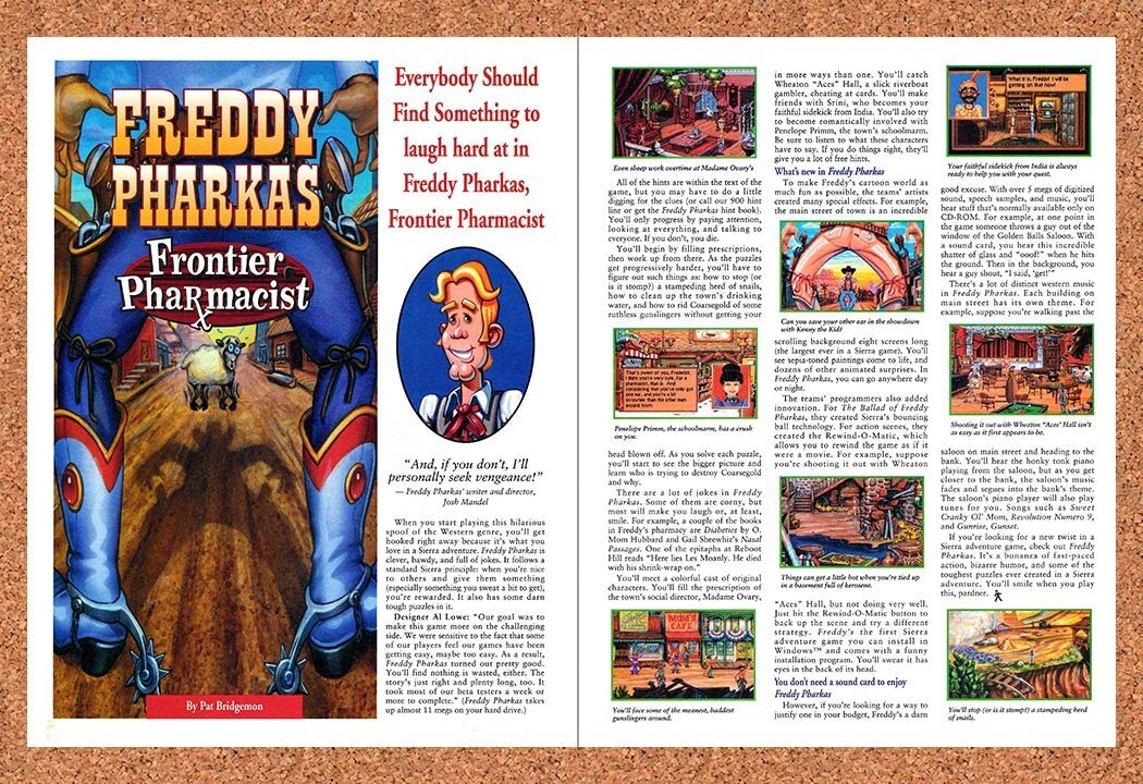 1993 Freddy Pharkas Frontier Pharmacist PC Original Ad / Retro Wall Art v1