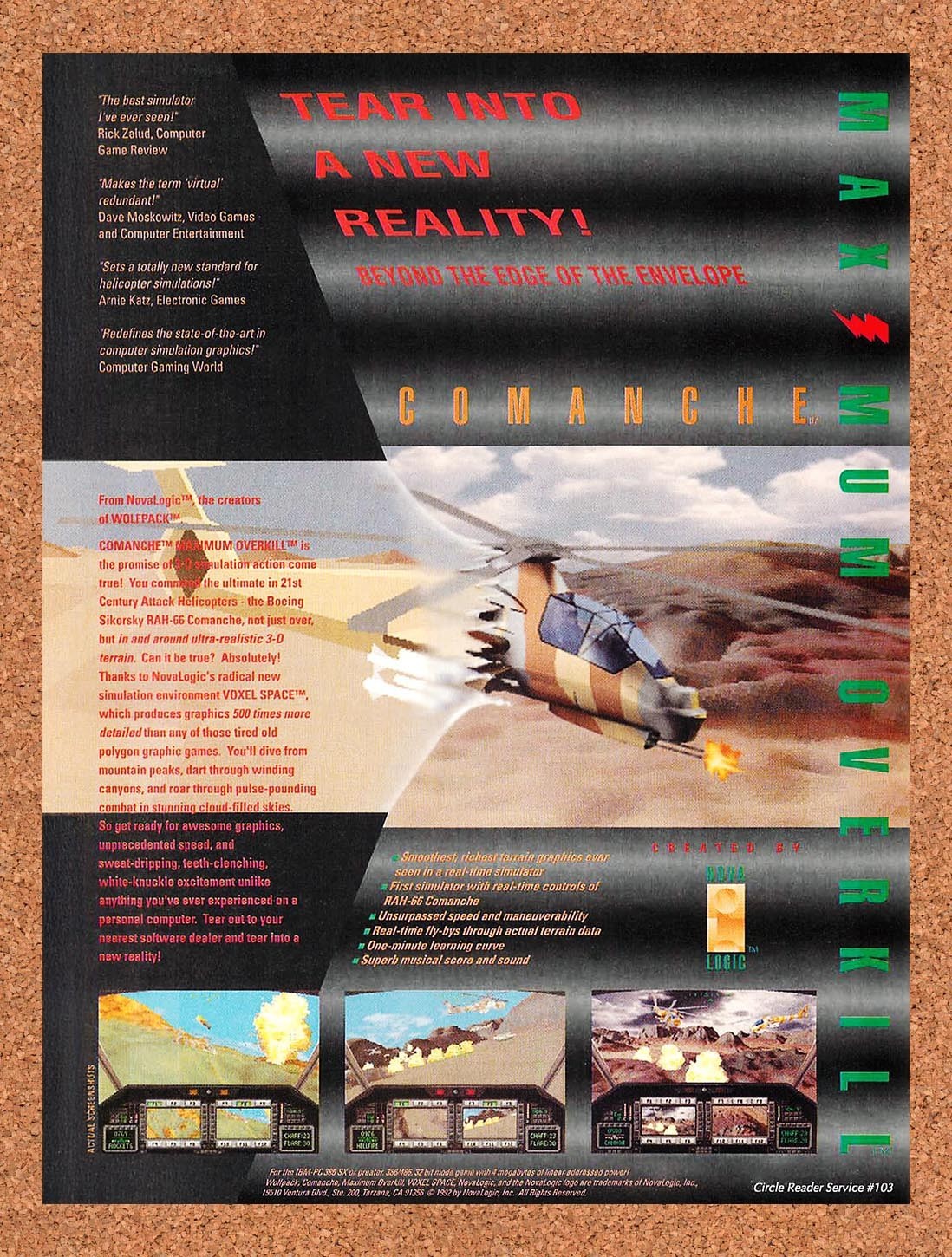 1994 Comanche Maximum Overkill PC Original Advertisement / Retro Promo v1