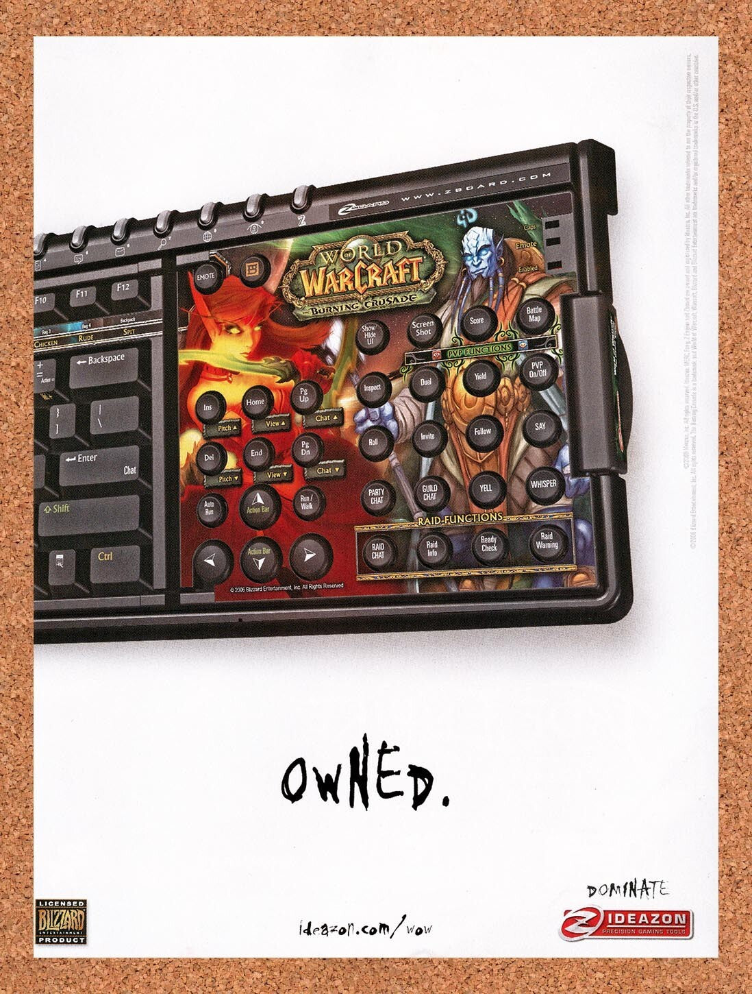 2007 WOW Burning Crusade Ideazon Keyboard Original Ad / Retro Wall Art v7