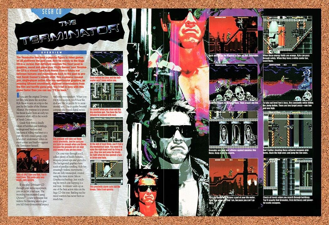 1993 Terminator Sega CD Original Advertisement / Retro Wall Art v1