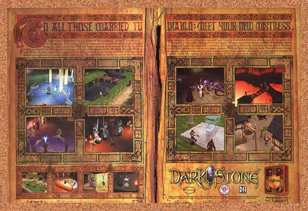 DarkStone PC Original 1999 Ad Print Authentic Action RPG Video Game Promo