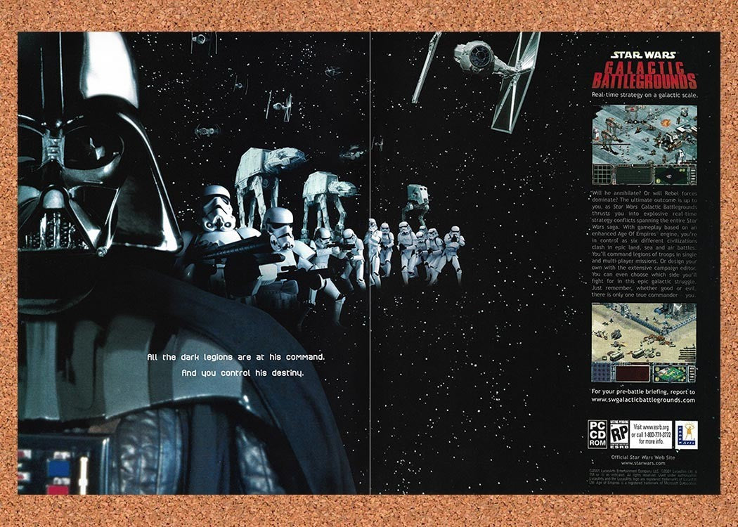 2001 Star Wars Galactic Battlegrounds PC Original Advertisement / Retro Promo v4