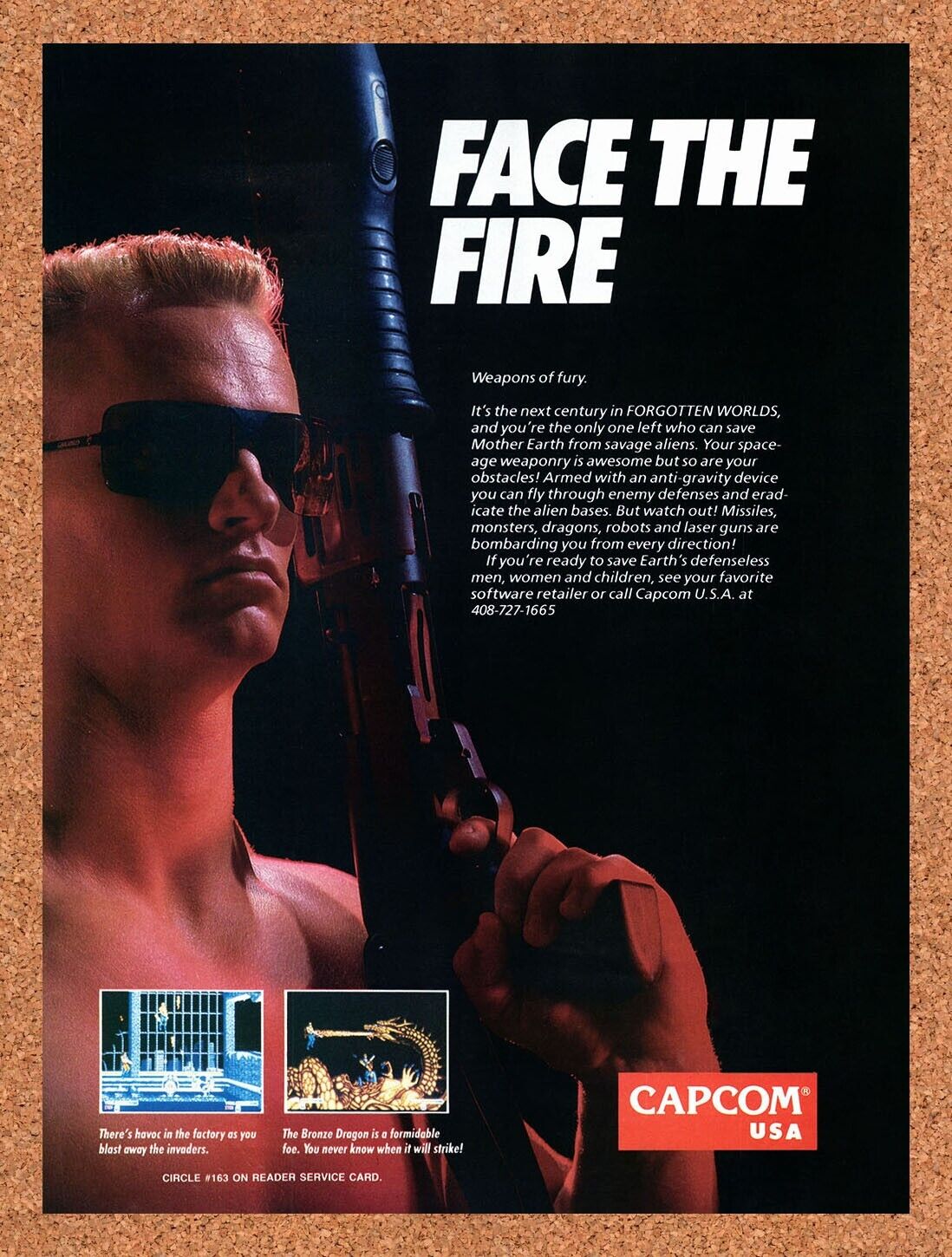 1989 Forgotten Worlds NES Original Advertisement / Retro Wall Art v1