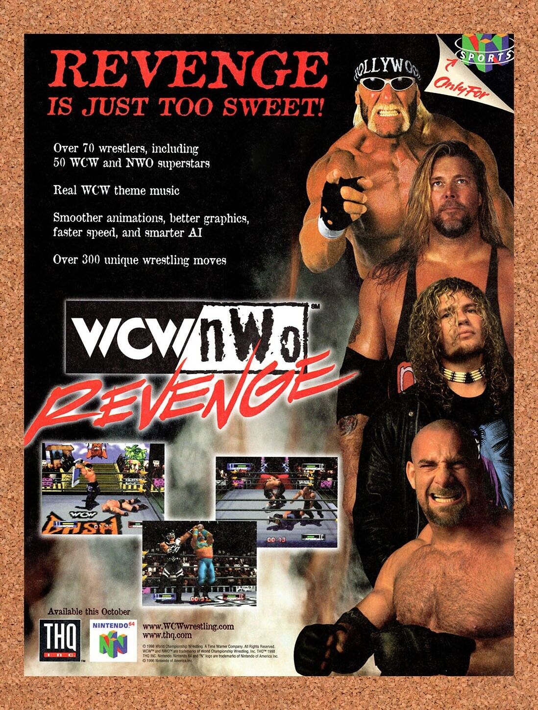 1998 WCW NWO Revenge N64 Original Advertisement / Retro Wall Art v1