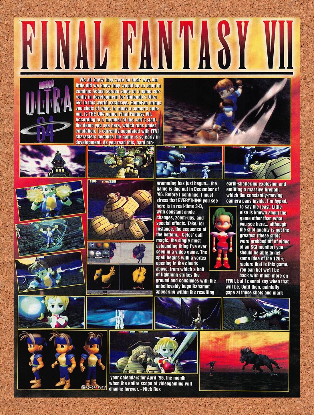 1995 Final Fantasy VII Early Ultra 64 Prototype Original Ad / Promo vr7