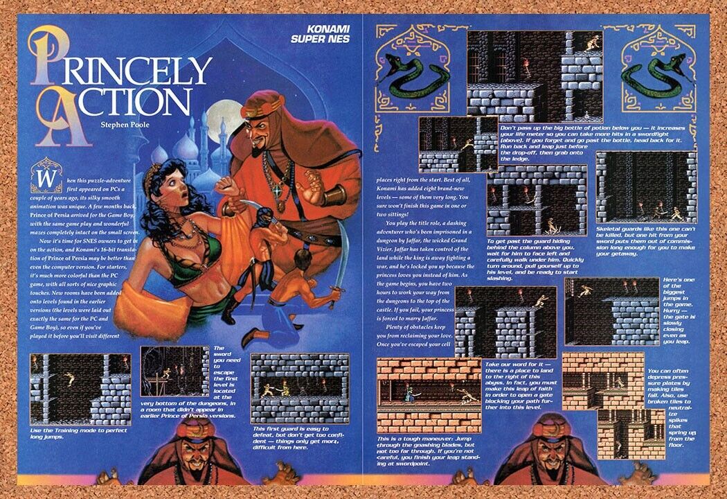 1991 Prince Of Persia SNES Original Advertisement / Retro Wall Art v4