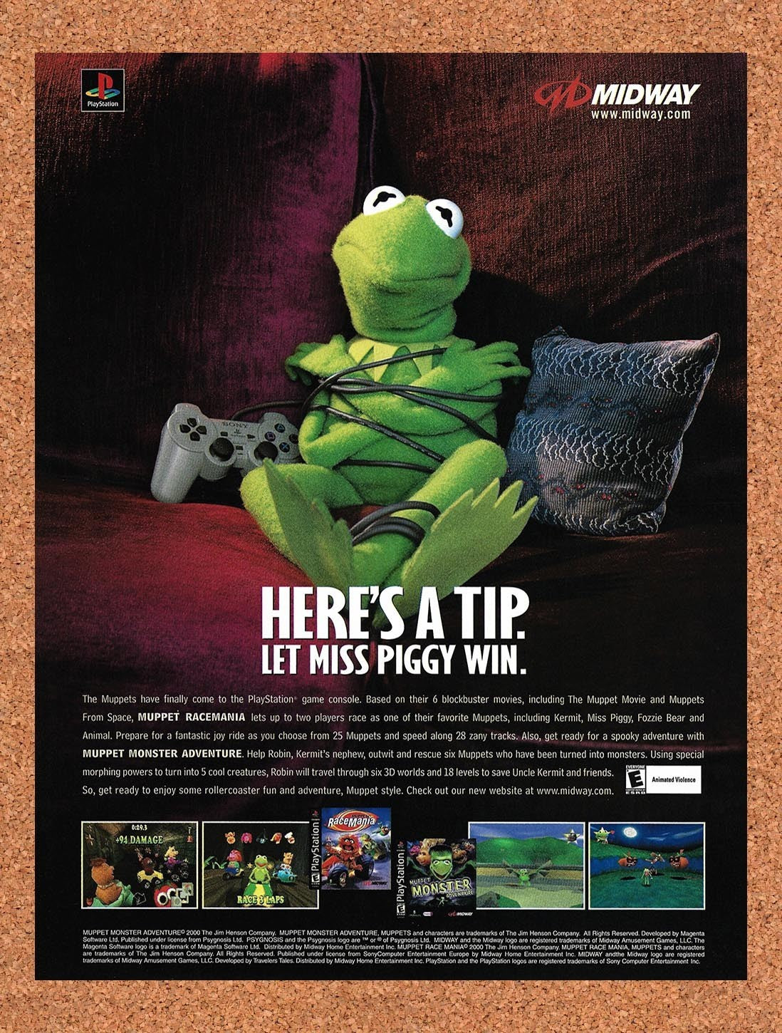 2000 Muppet Racemania PS1 Original Advertisement / Retro Promo v1