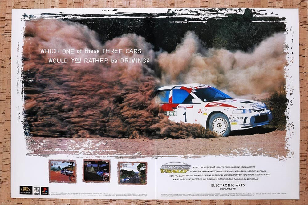 1998 Need For Speed V-Rally PS1 Original Advertisement / Retro Wall Art v1