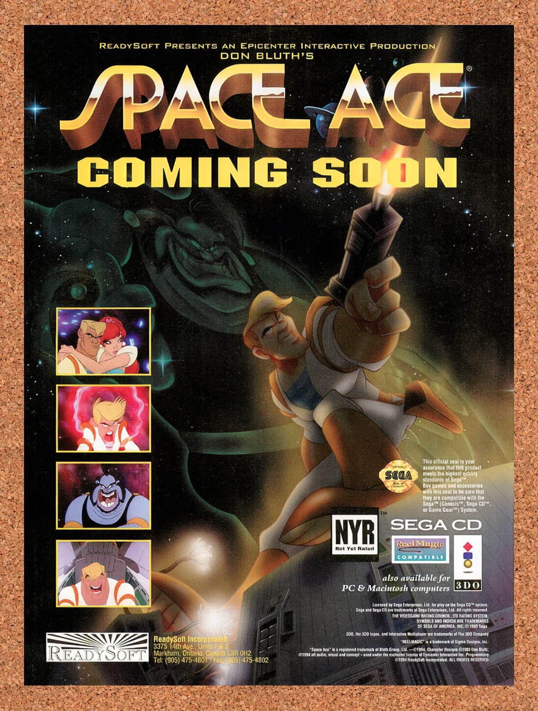 1994 Space Ace Sega CD Original Advertisement / Retro Wall Art v5