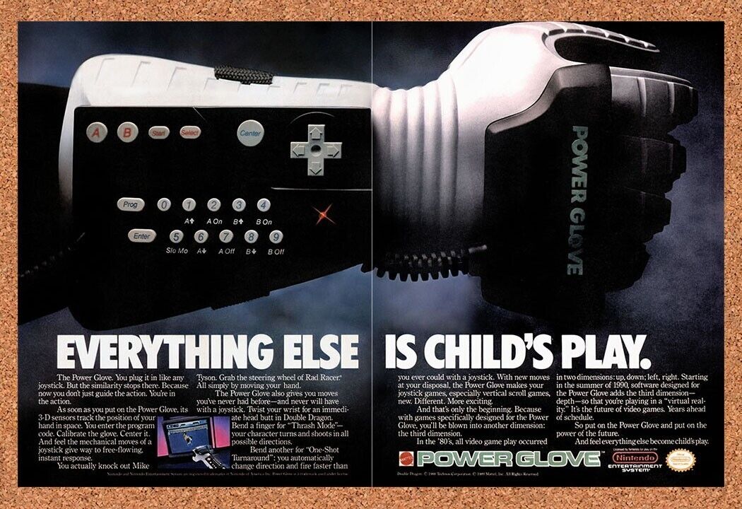 1989 Power Glove NES Original Advertisement / Retro Wall Art v2