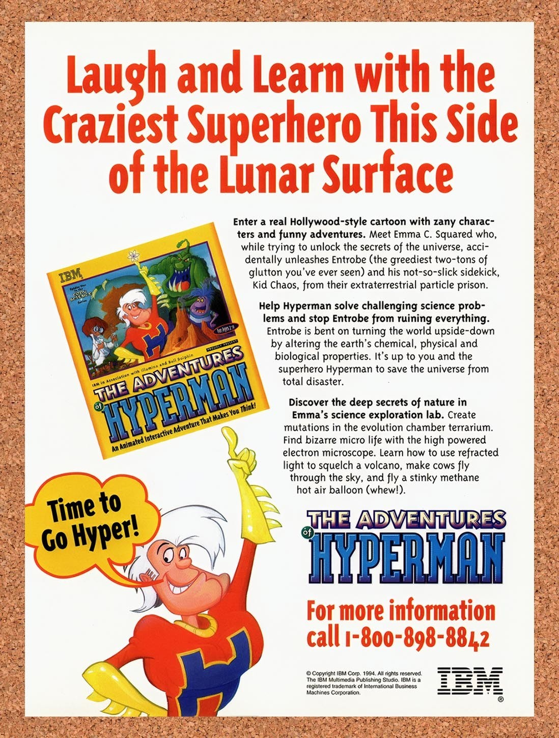 1995 Adventures Of Hyperman IBM Original Advertisement / Retro Promo v2
