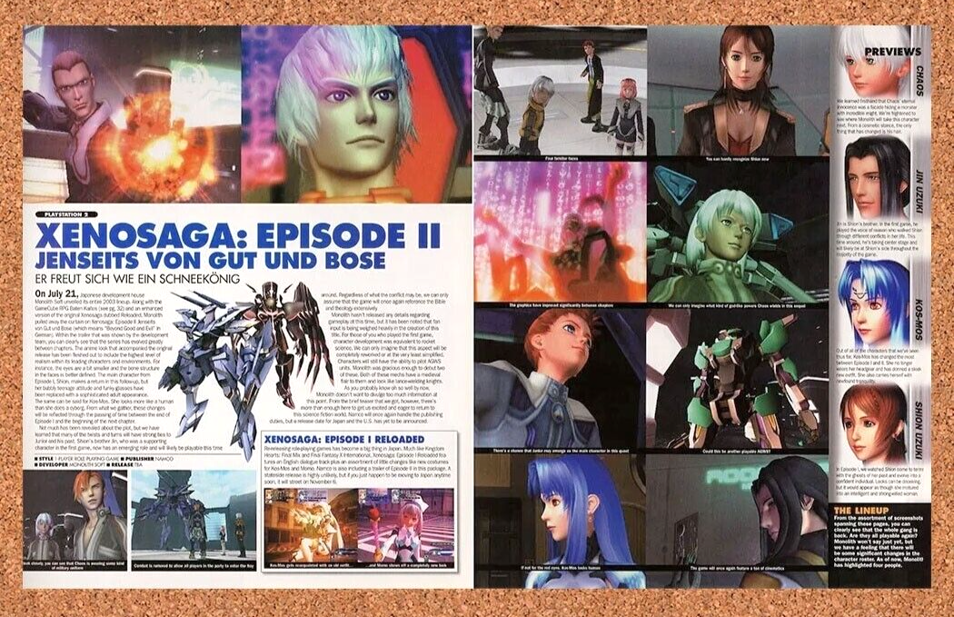 Xenosaga Episode II PS2 2 Original 2007 Ad Authentic Namco Video Game Promo v4