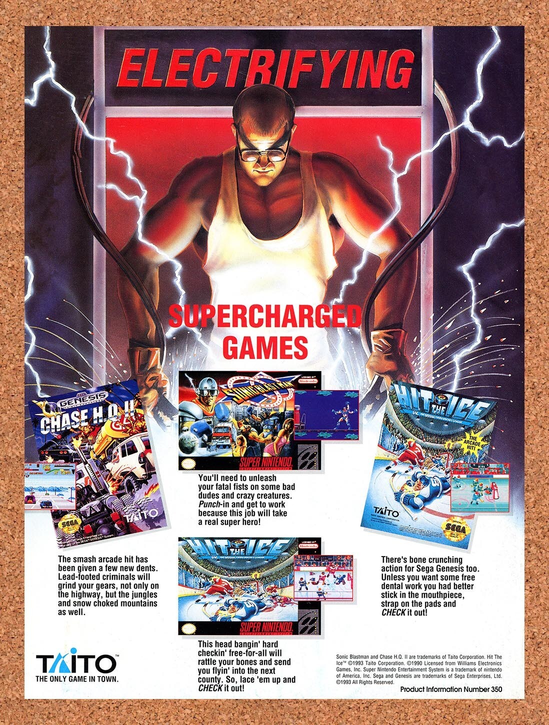 1993 Taito Nintendo & Genesis Games Original Advertisement / Retro Wall Art v6