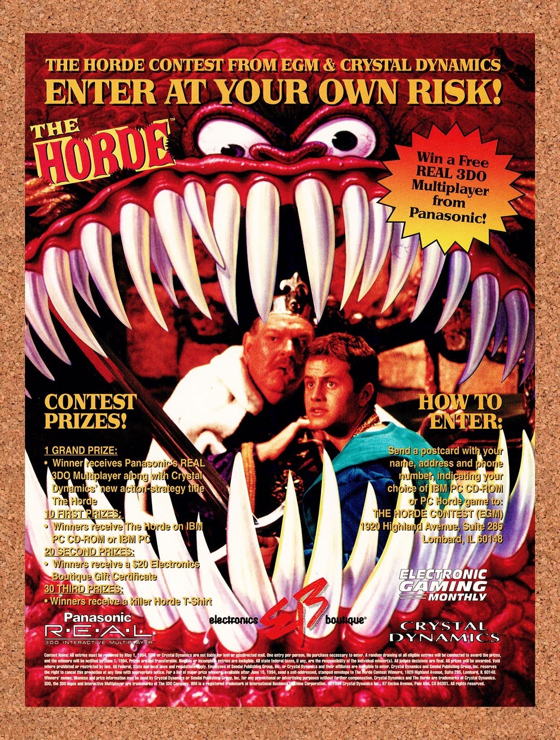 1994 The Horde 3DO Contest Original Advertisement / Retro Promo v3
