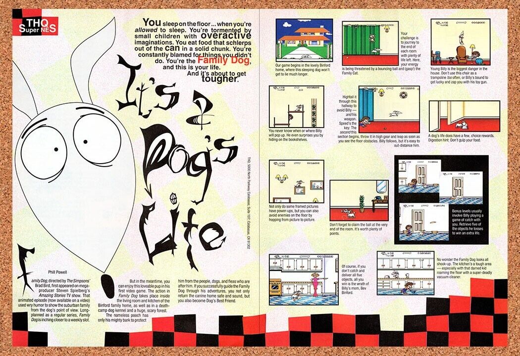 1993 Family Dog SNES Original Advertisement / Retro Wall Art v2
