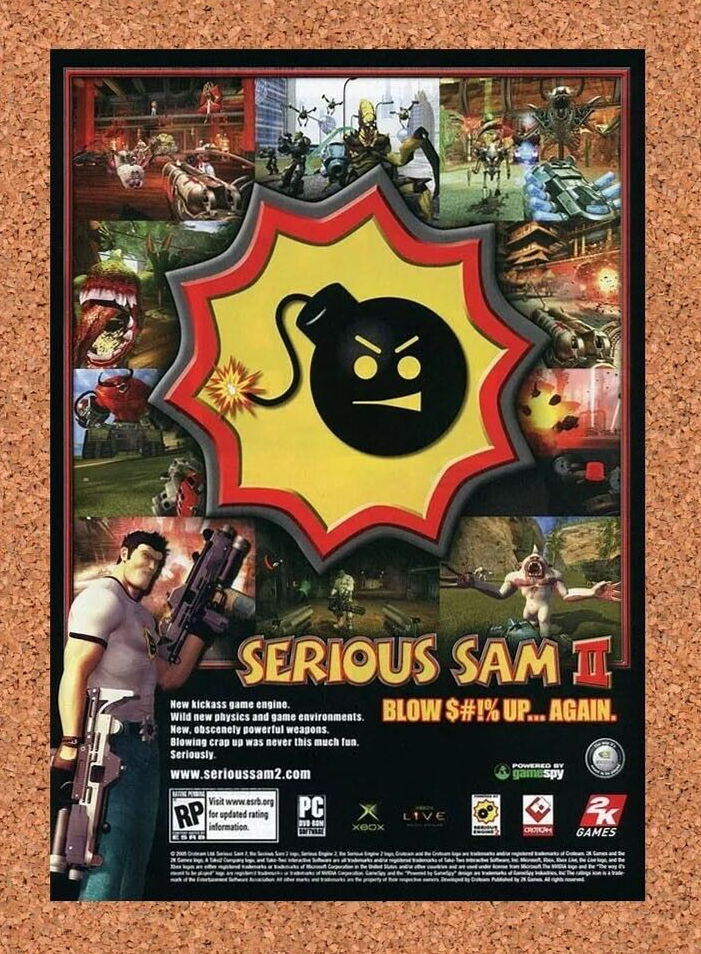 Serious Sam 2 Xbox PC II Original 2006 Ad Authentic Video Game Promo