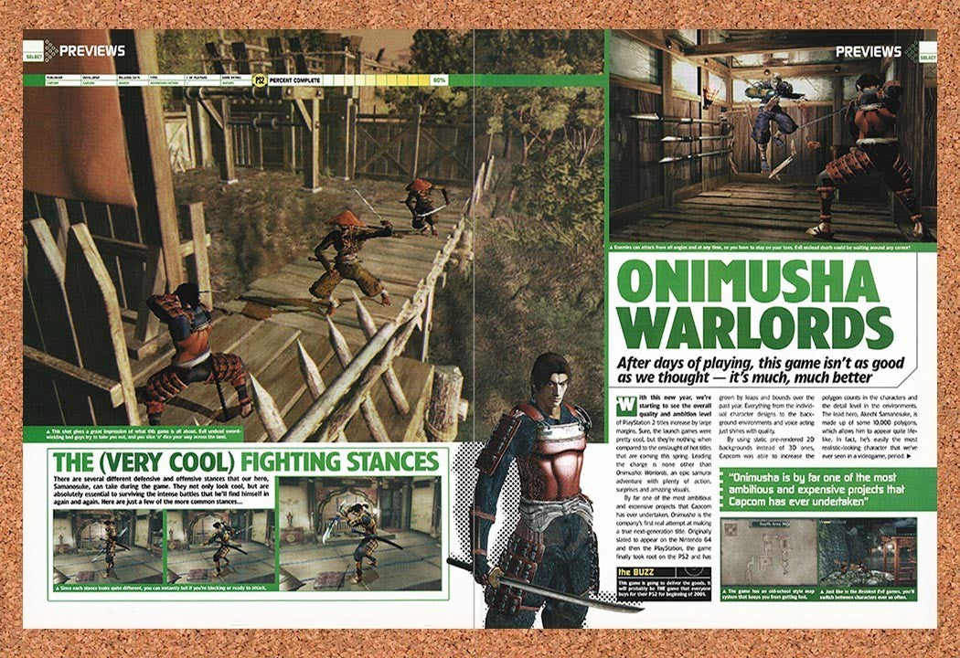2001 Onimusha Warlords PS2 Original Advertisement / Retro Promo vr2