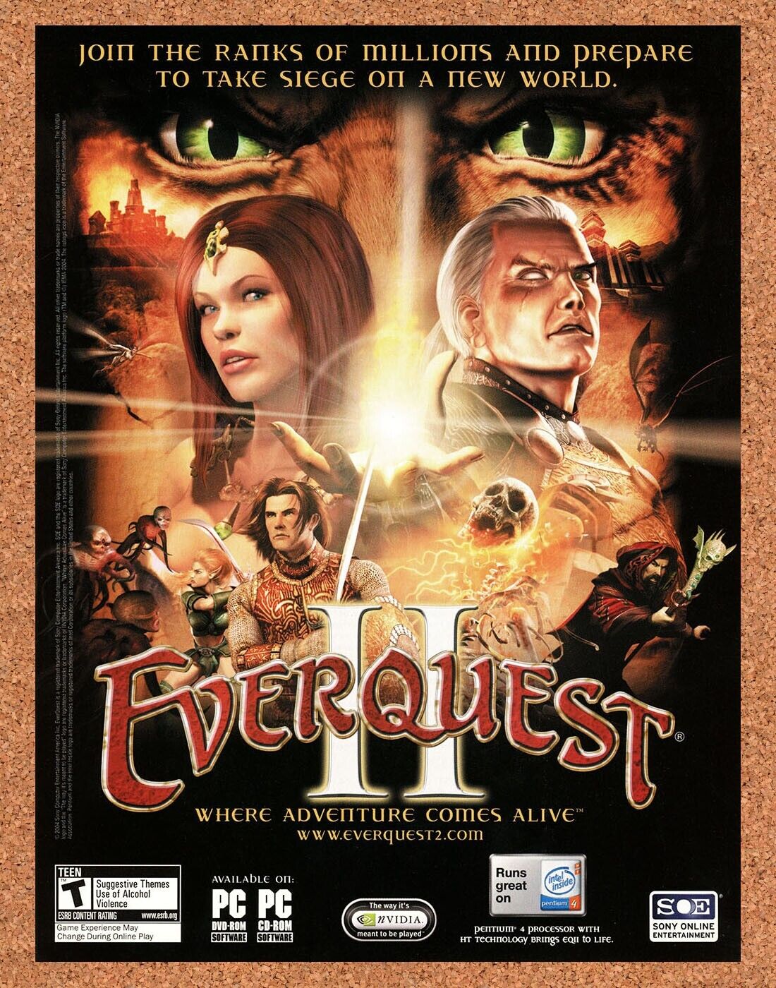 EverQuest II PC Original 2004 Ad Authentic SOE MMORPG Video Game Promo v2