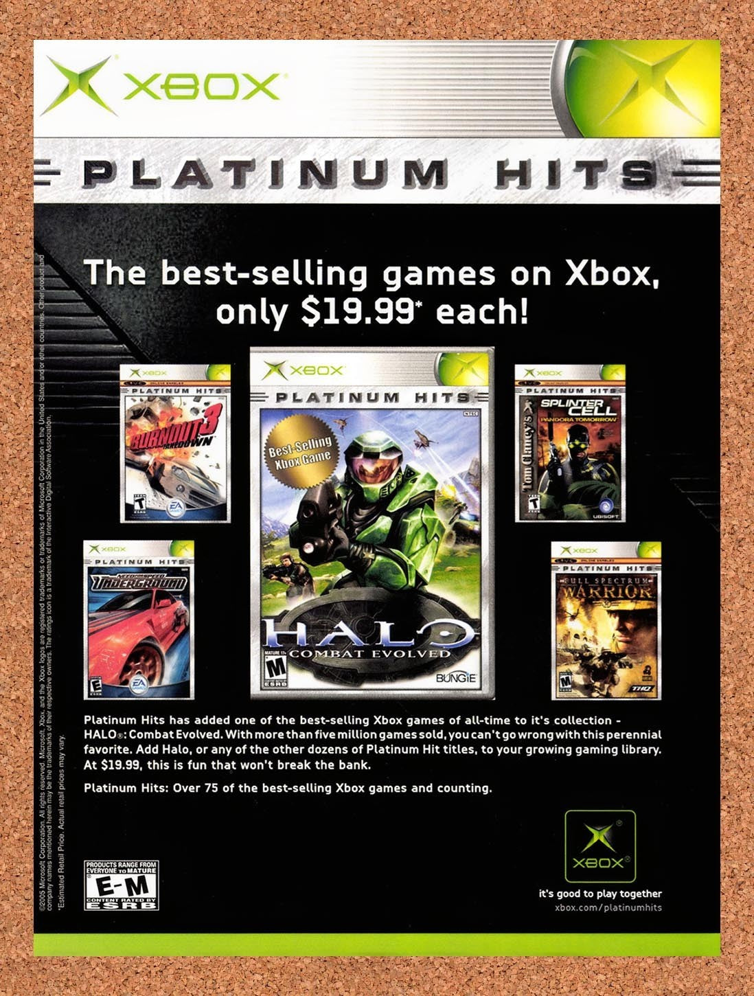 2005 Halo Xbox Platinum Hits Original Advertisement / Retro Promo v9