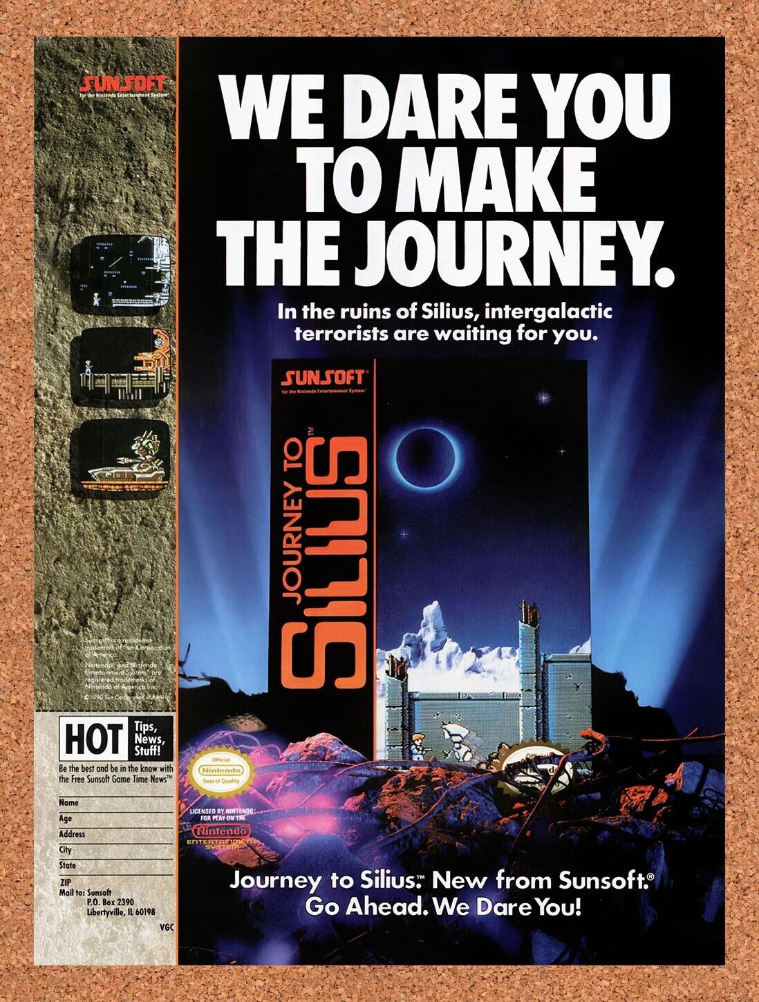 1990 Journey To Silius NES Original Advertisement / Retro Wall Art v1