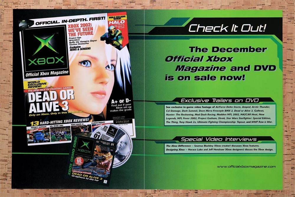2001 Microsoft Xbox Magazine Launch Original Advertisement / Retro Wall Art v3