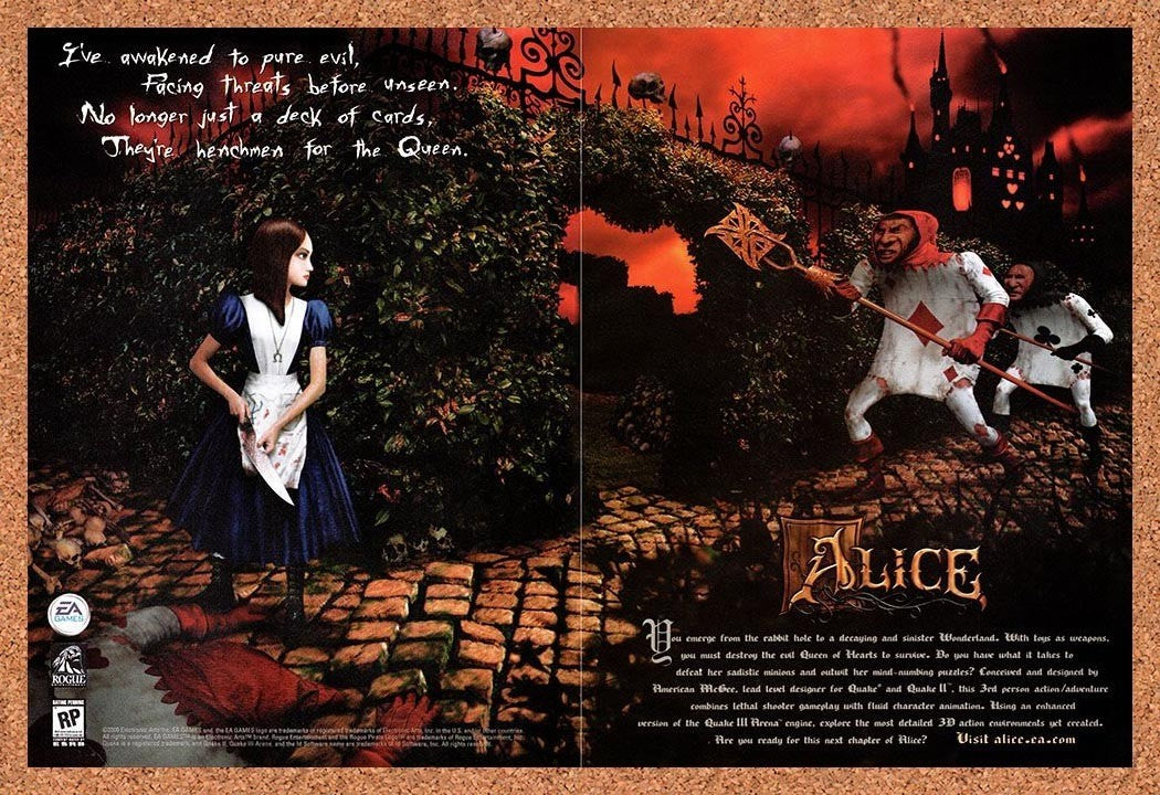 2001 American McGee's Alice PC Original Advertisement / Retro Promo v2