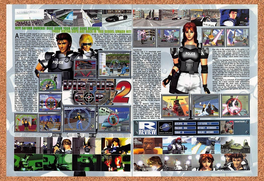 1997 Virtua Cop 2 Saturn Original Advertisement / Retro Promo vr1
