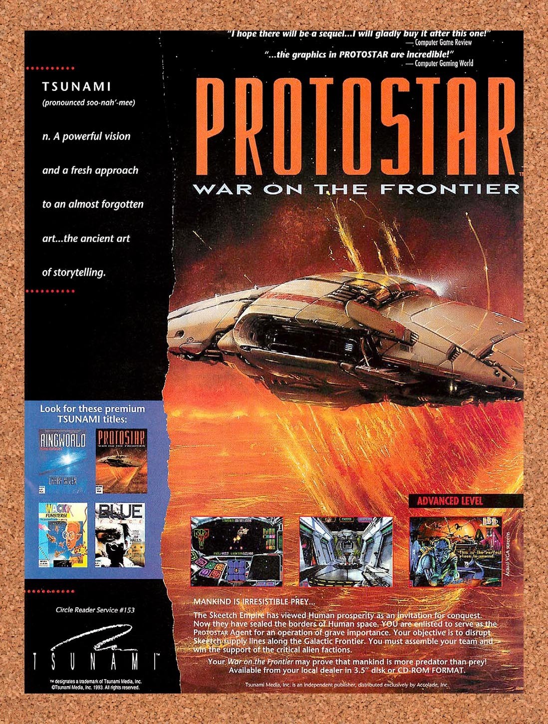 1994 Protostar War On The Frontier PC Original Advertisement / Retro Promo v1