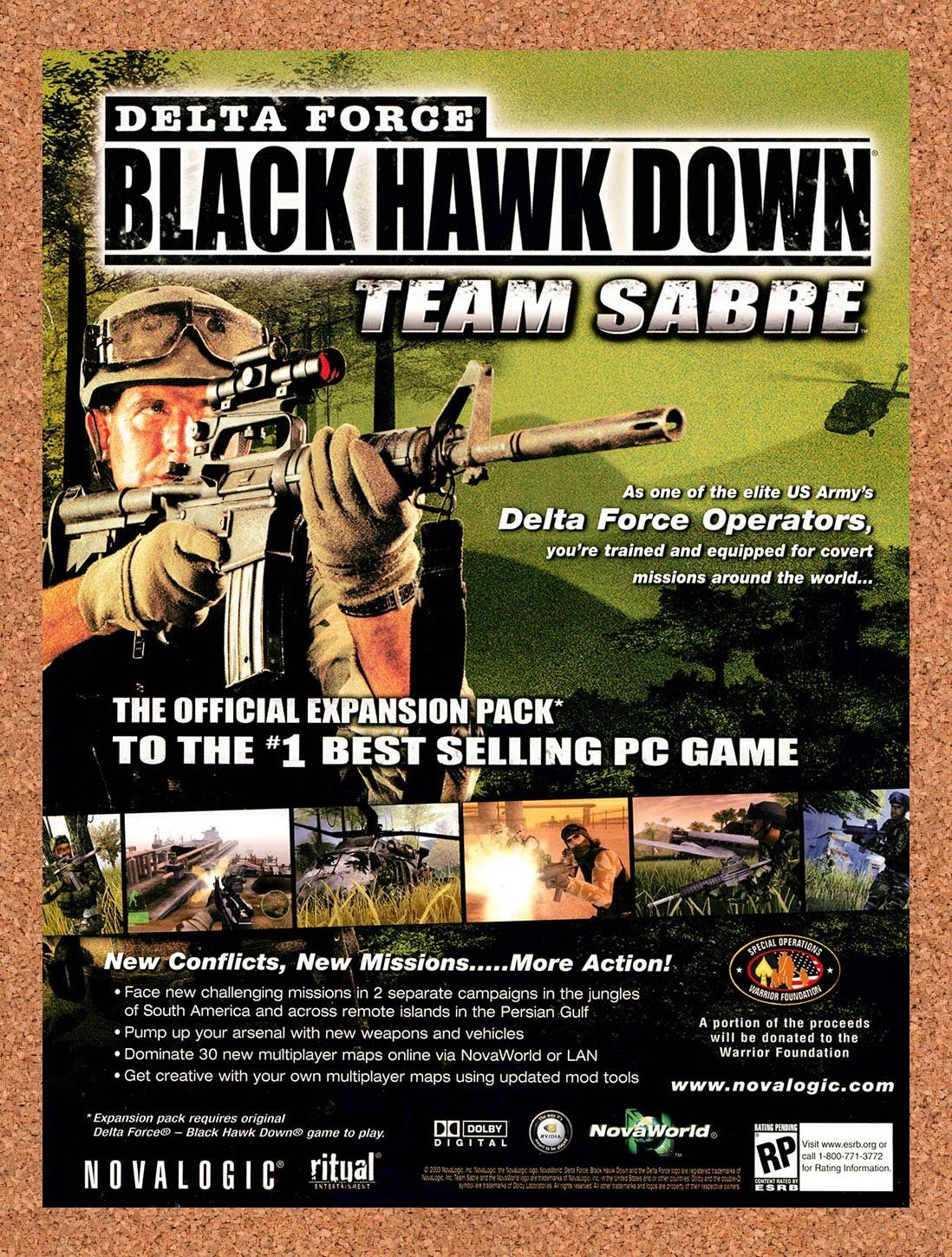 2004 Delta Force Black Hawk Down Team Sabre PC Original Advertisement / Promo v1