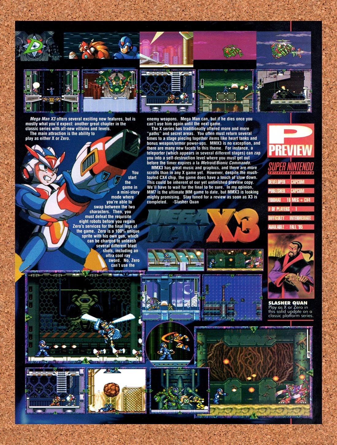 1995 Mega Man X3 SNES Original Advertisement / Retro Promo vr1