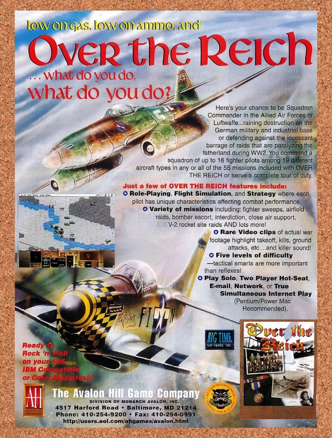 1996 Over The Reich PC Original Advertisement / Retro Promo v1