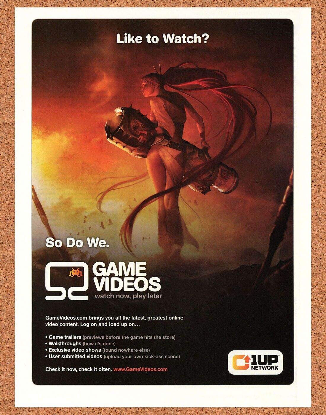 1UP Network PC Original 2010 Ad Authentic Online Video Game News Guides Promo